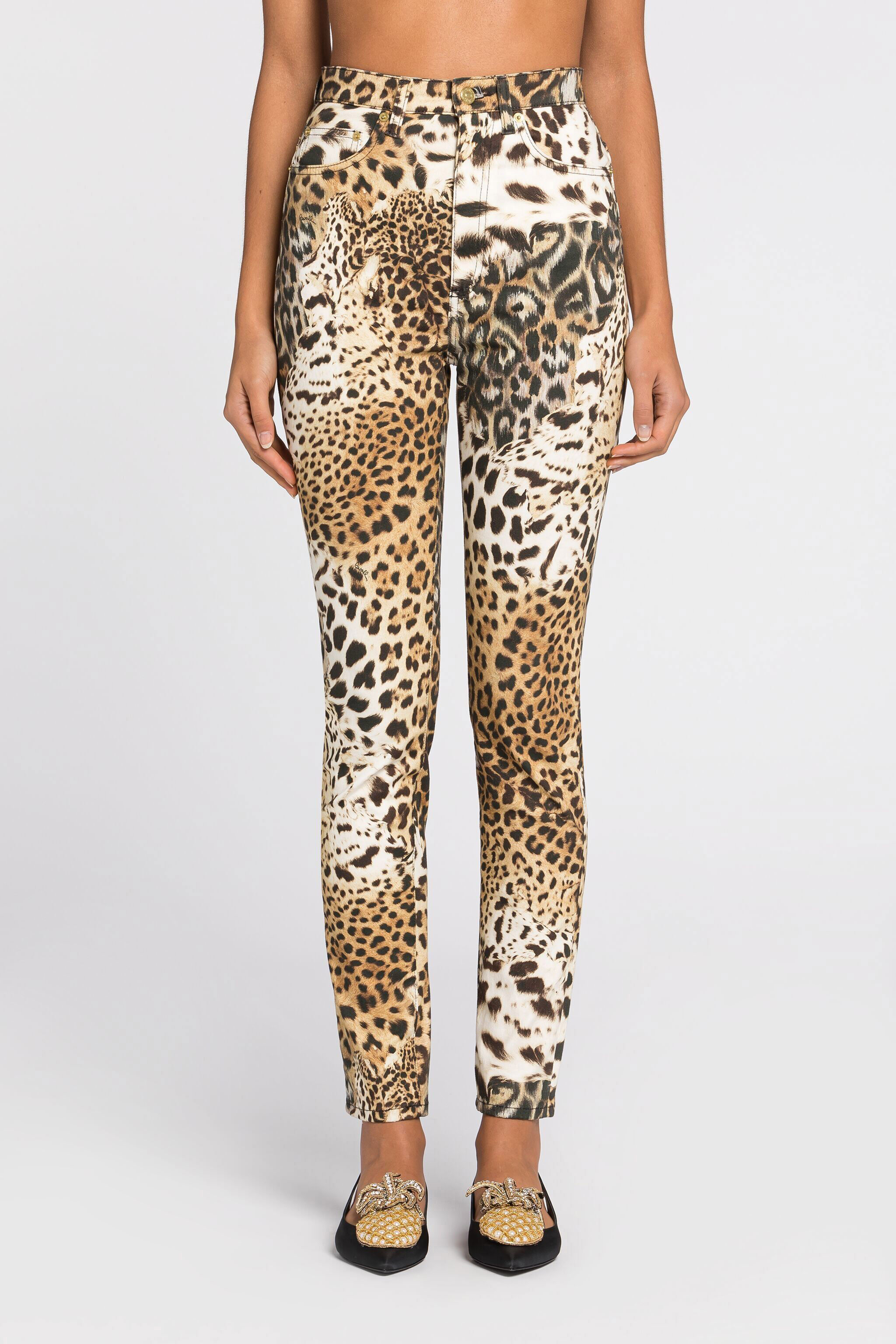 RC Slim jeans with Leopard print Light Brown QWJ233-DAG34