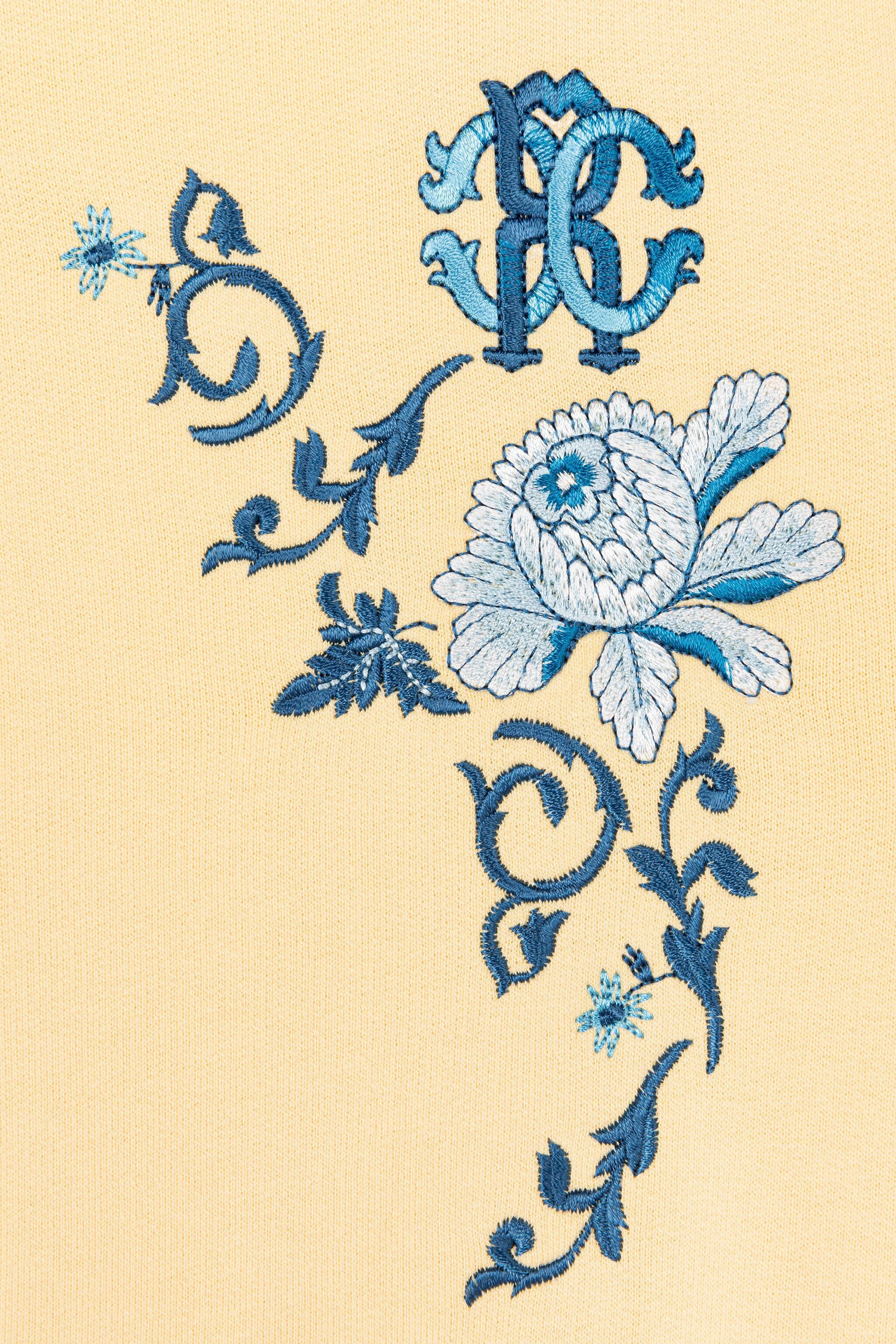 JU Baumwoll-Kapuzenpullover mit Leoparden-Printund filigranem Print Gelb RJT930-CF050
