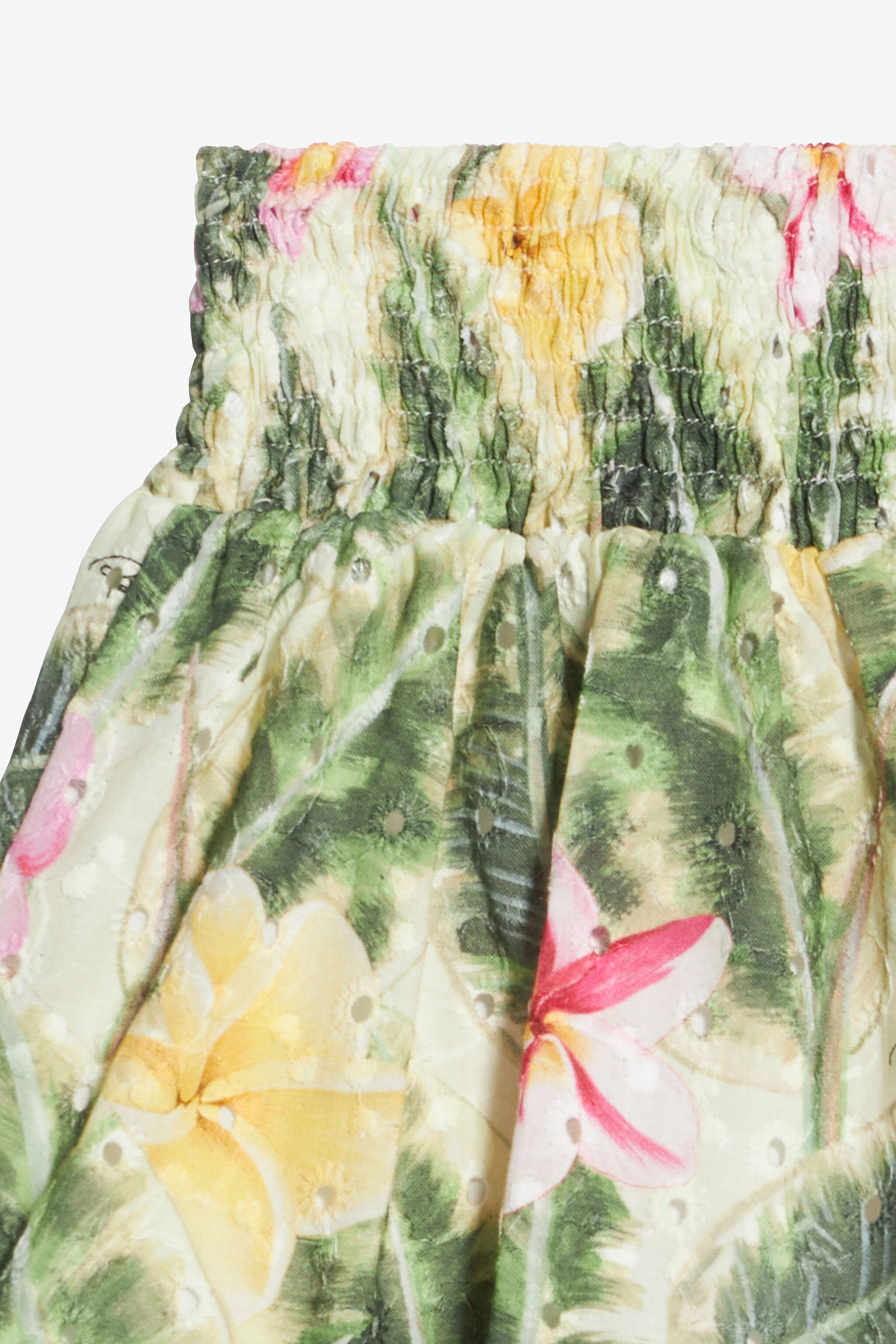 JU Falda Con Bordado Inglés Y Estampado Floral Verde claro UJT301-ELO38
