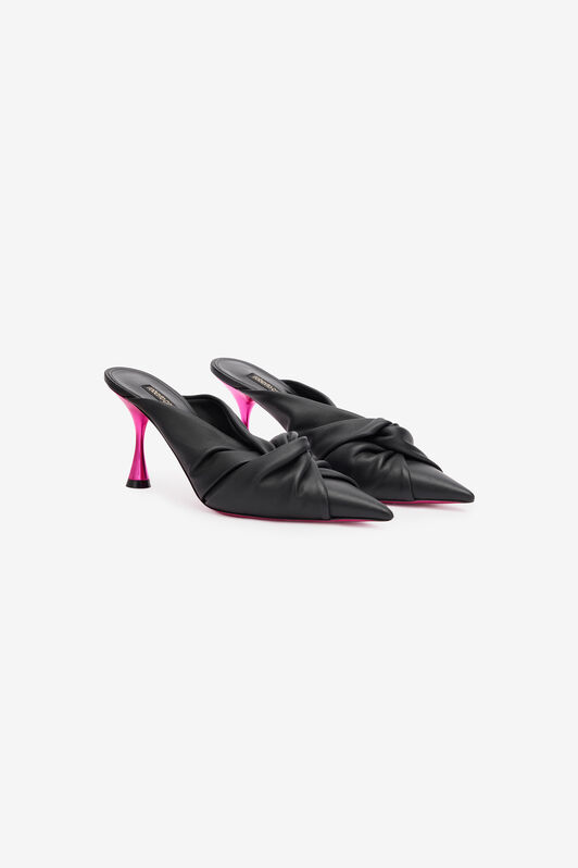 RC Leather Mules With Knotted Detail Black UKS009-PN003