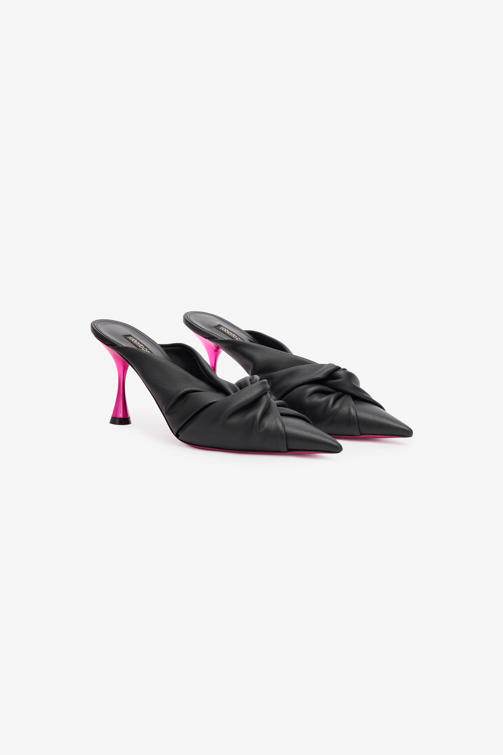 RC Leather Mules With Knotted Detail Black UKS009-PN003