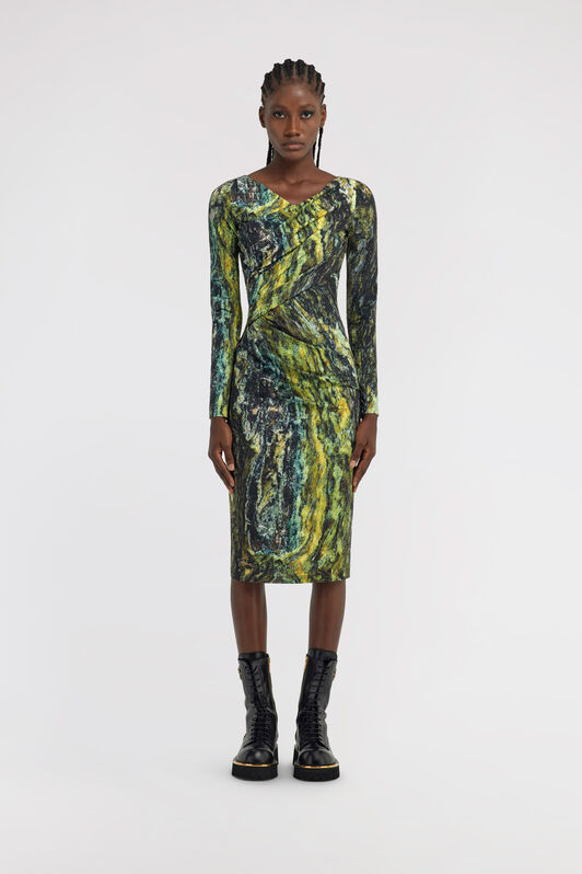 RC Marble print Dress Verde oscuro TWT140-LNN20