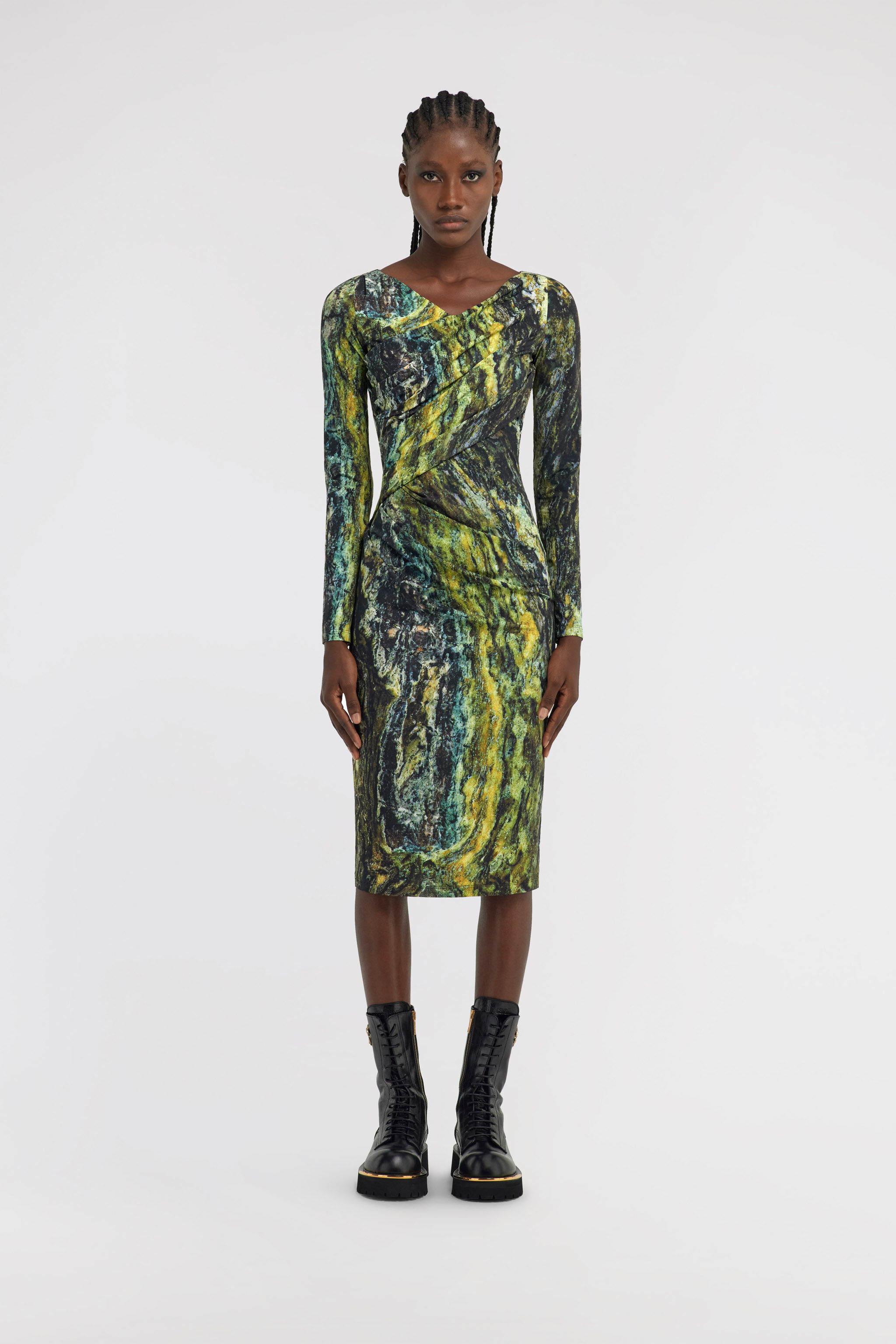 RC Marble print Dress Verde oscuro TWT140-LNN20