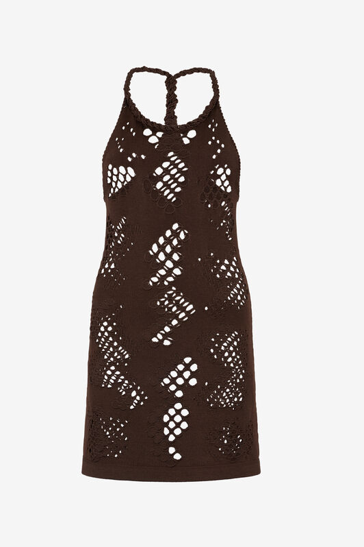 RC Cut-Out Detail Knitted Dress Brown UWM108-MH014