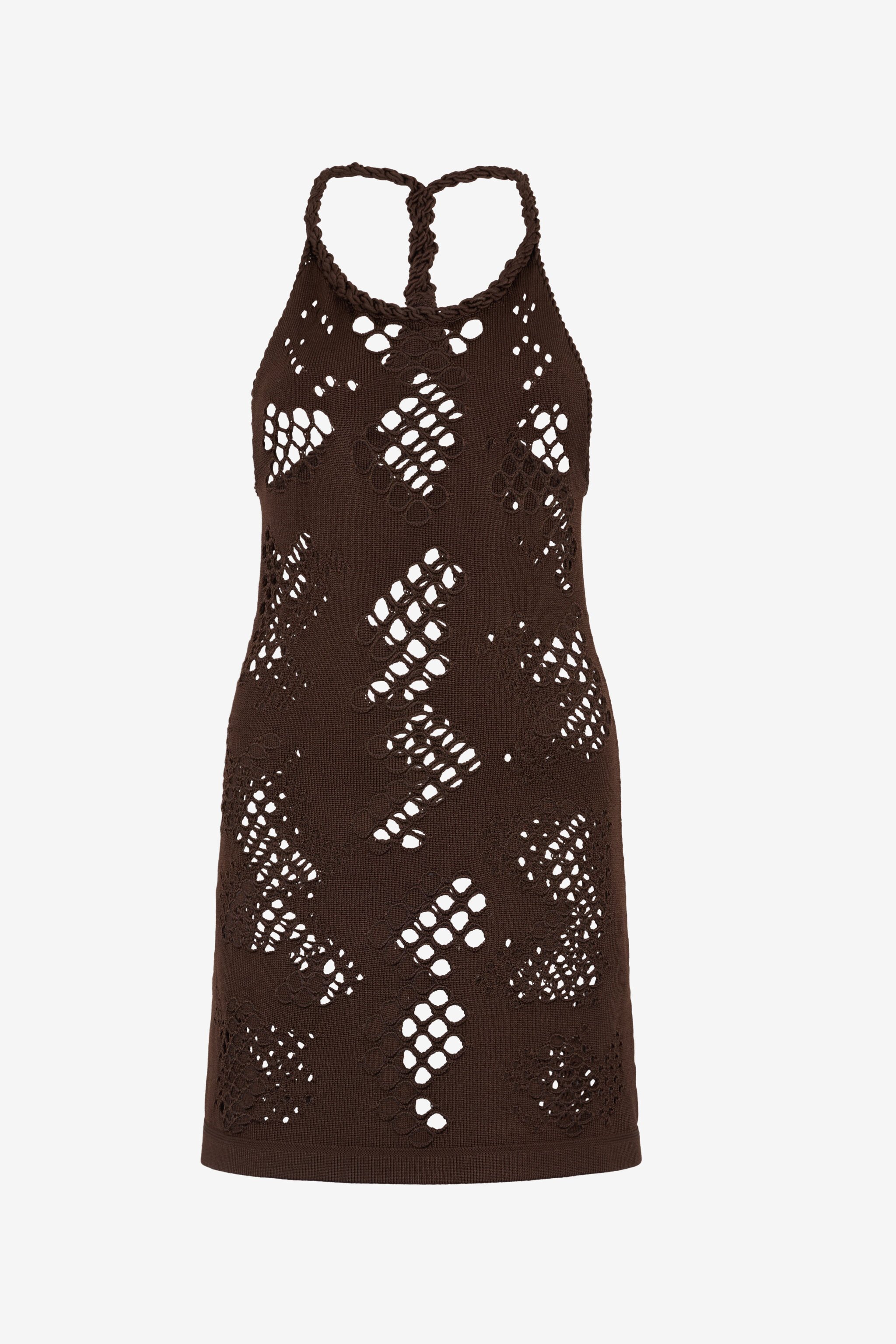 RC Cut-Out Detail Knitted Dress Brown UWM108-MH014