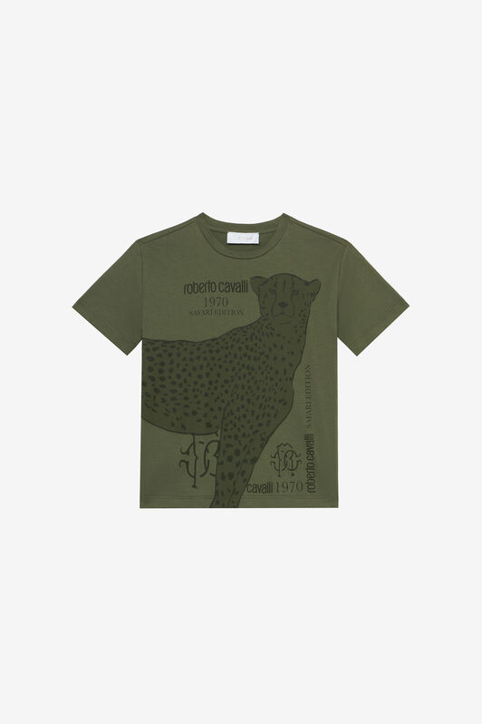 JU T-Shirt Safari Edition Con Ghepardo Verde UJT60F-JD001