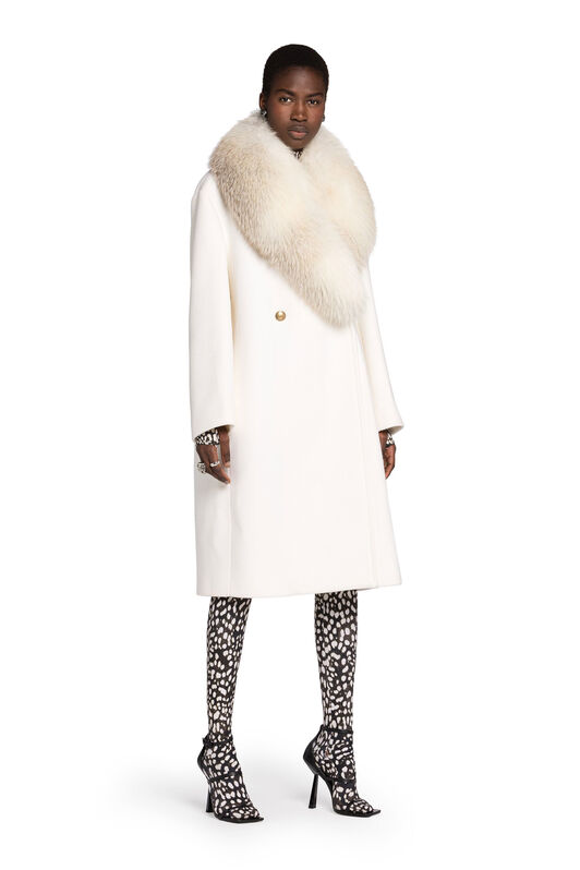 RC Fur-Trimmed Wool Coat WHITE FQQ508-GA061