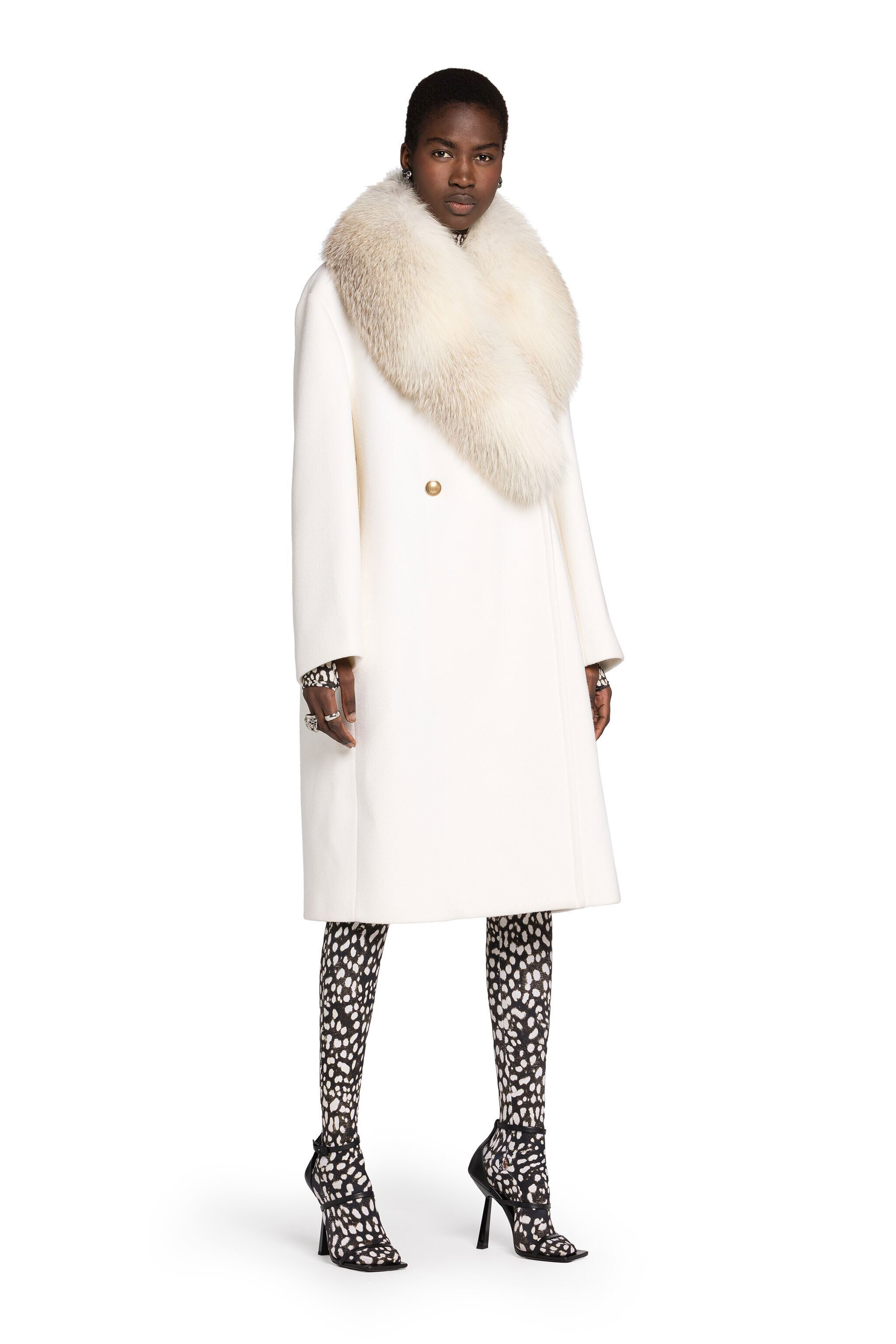 RC Fur-Trimmed Wool Coat WHITE FQQ508-GA061