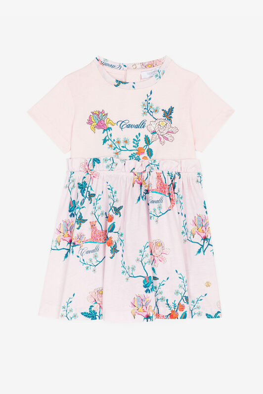 JU Floral-Embroidered Cotton Dress Pink RJT104-JD001