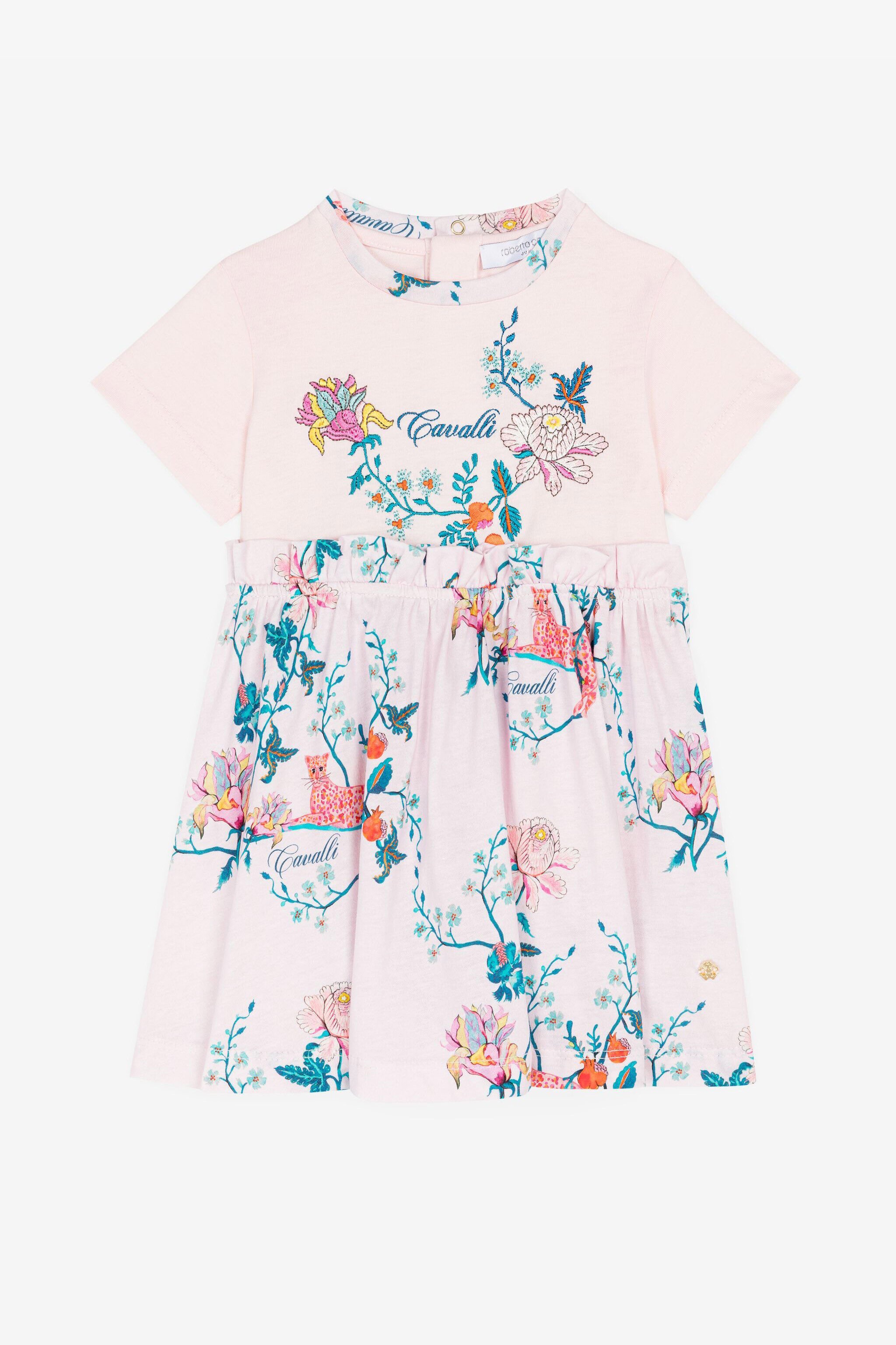 JU Floral-Embroidered Cotton Dress Pink RJT104-JD001