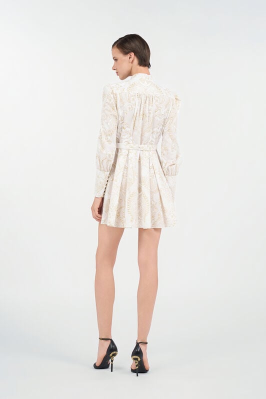 RC Abito Corto in Seta con Motivo Ornamental White WHITE WQT111-RLR36