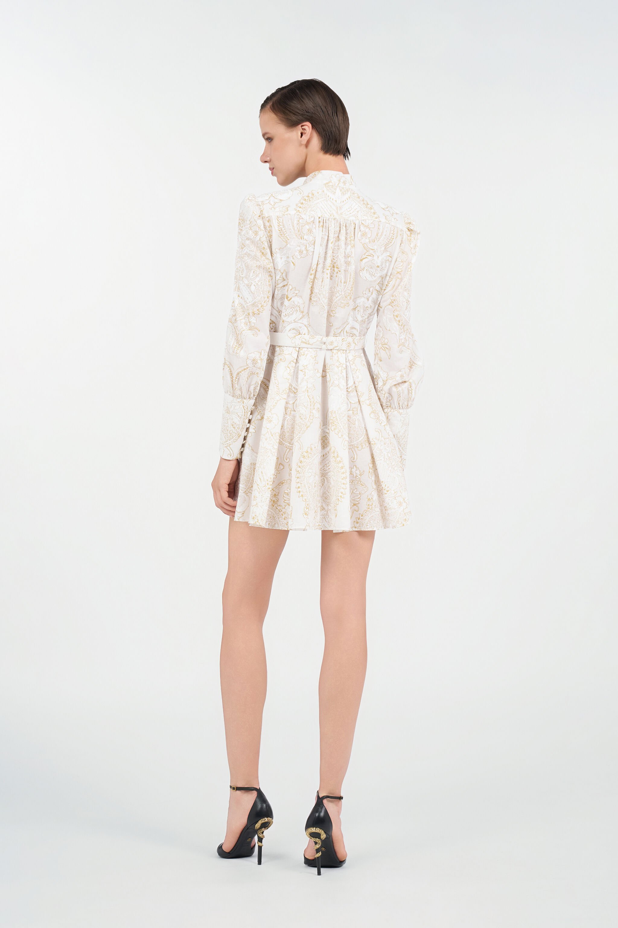 RC Abito Corto in Seta con Motivo Ornamental White WHITE WQT111-RLR36