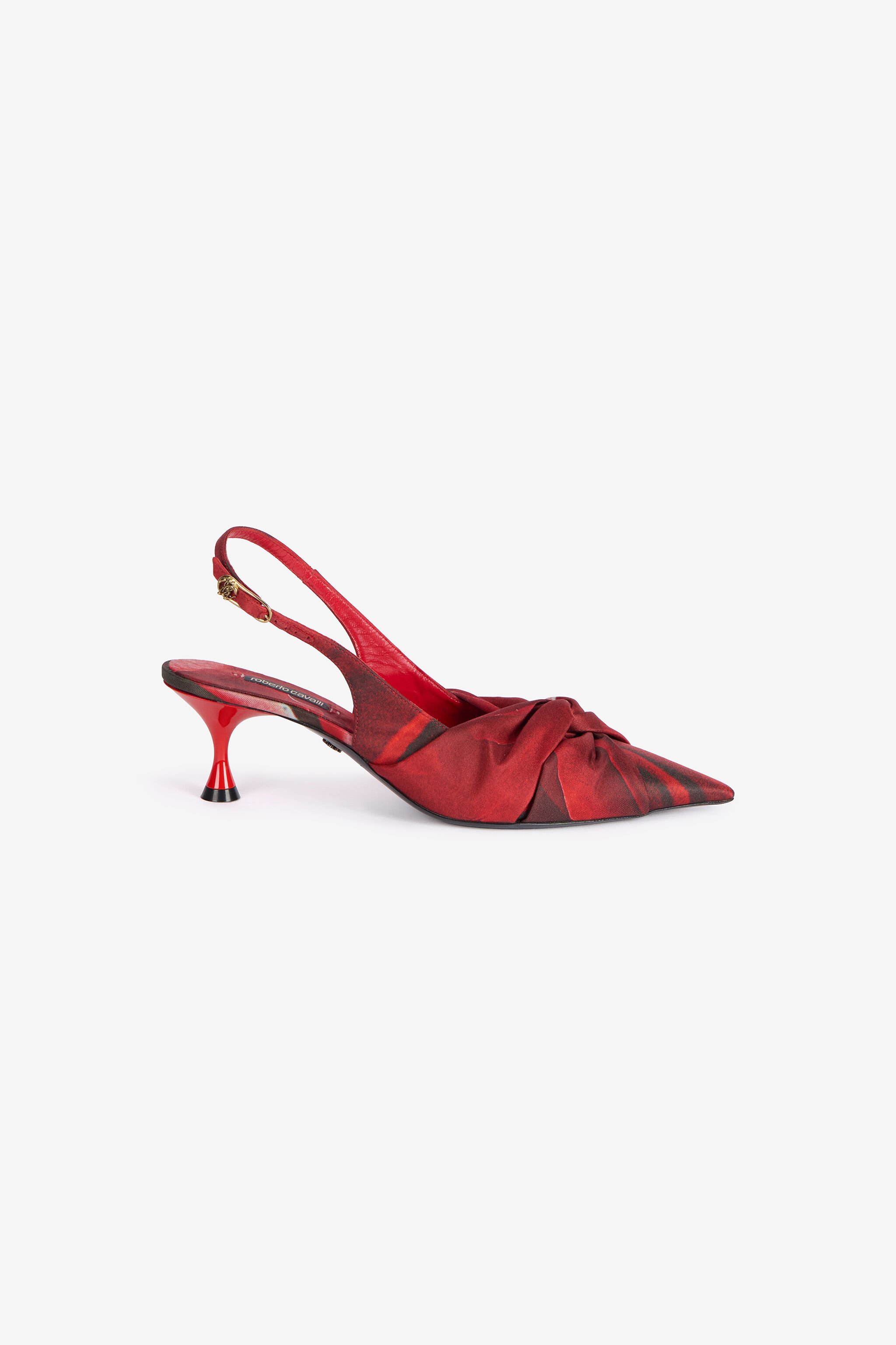 RC Rose Print Slingbacks With Knotted Detail Red UKS012-SE380