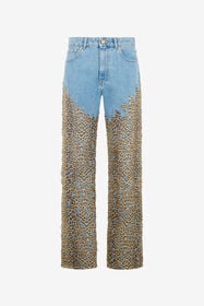 RC Wide Leg Denim Jeans With Baby Jaguar Print DARK BLUE WQJ210-VT003