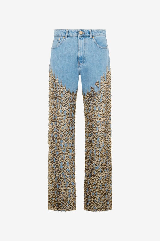 RC Wide Leg Denim Jeans With Baby Jaguar Print DARK BLUE WQJ210-VT003