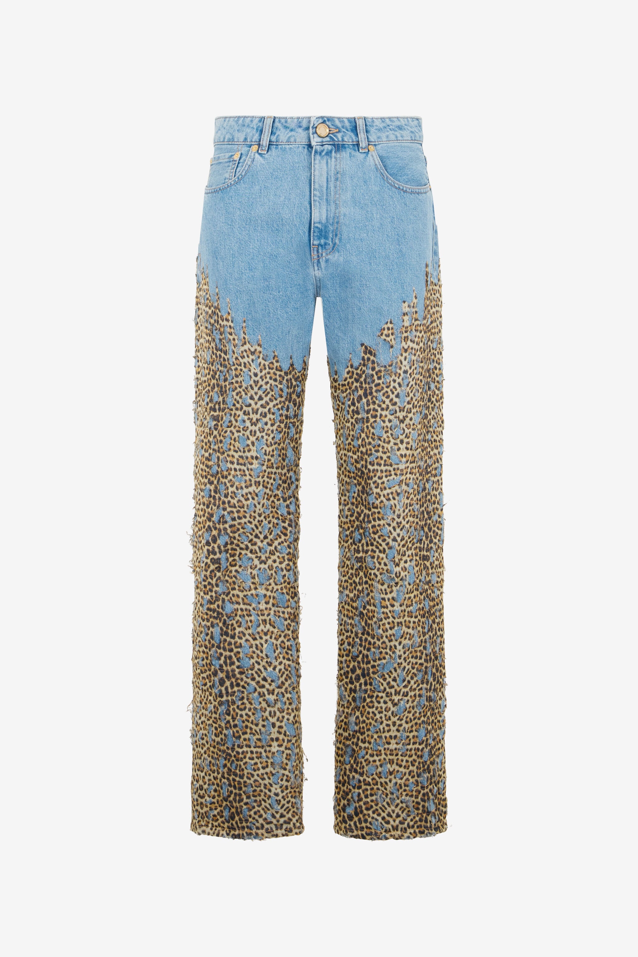 RC Wide Leg Denim Jeans With Baby Jaguar Print DARK BLUE WQJ210-VT003