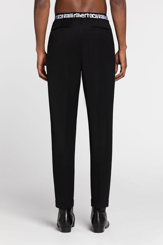 RC Logo-Waistband Tailored Wool Trousers Black RRT230-VW020