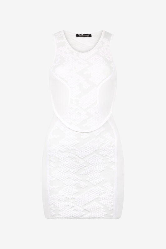 RC Kleid mit Wall Print Weiß UWM101-MH012