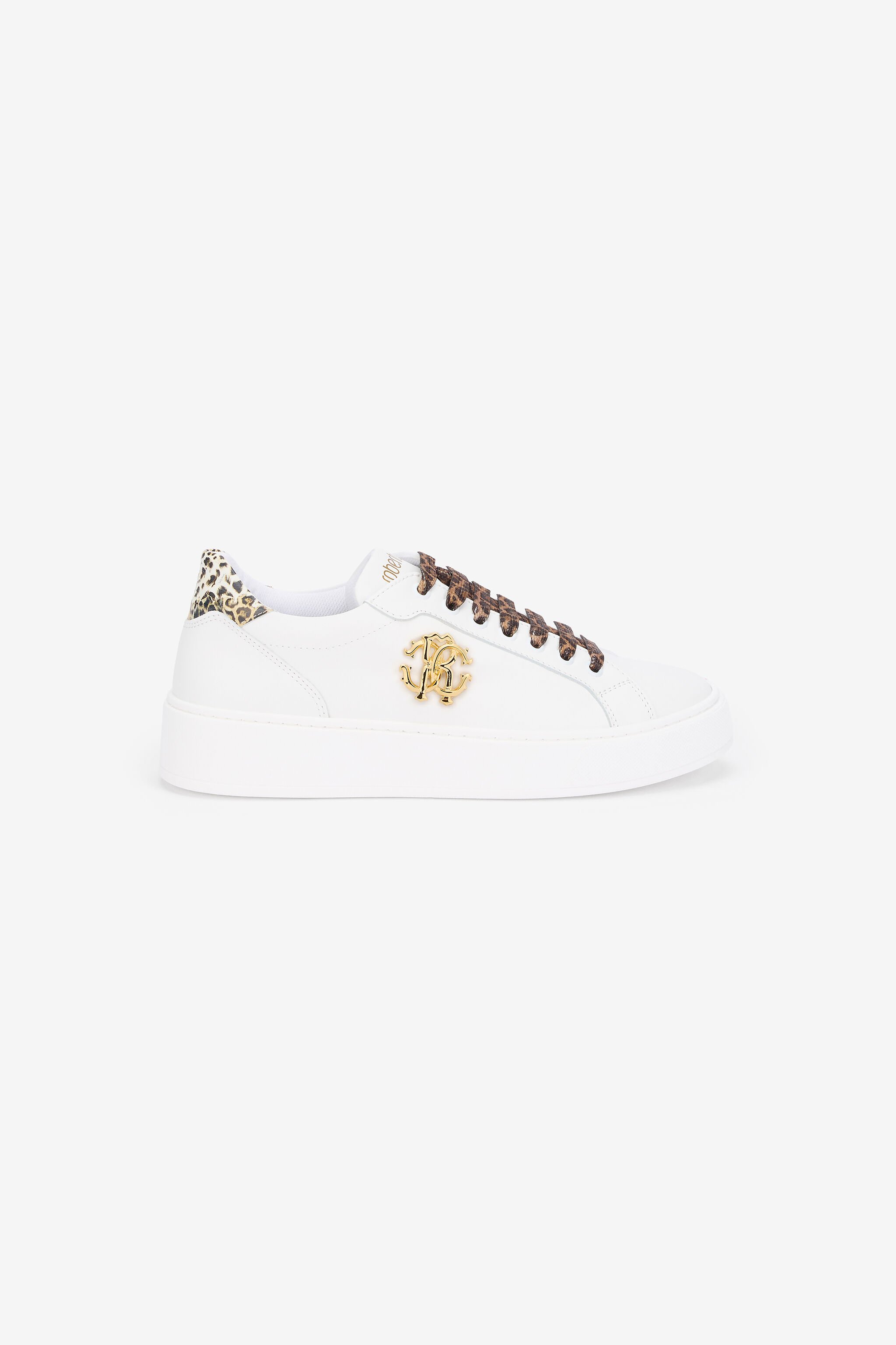 RC Sneaker Bianca Con Stampa Leopardata E Monogram RC WHITE QOS01J-PZO13
