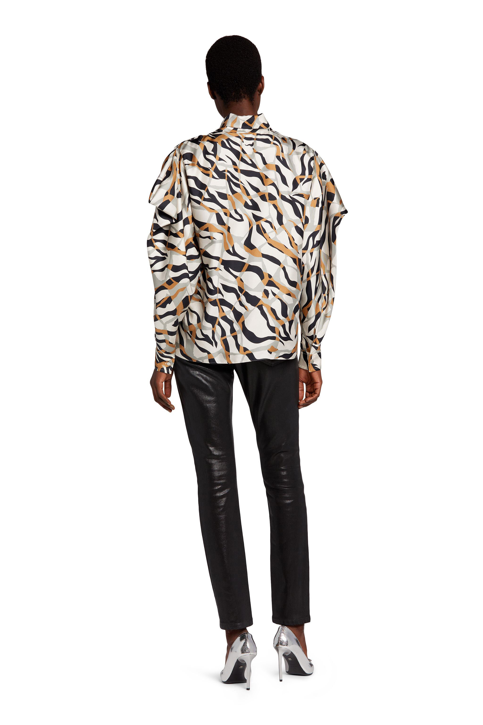 RC Tiger Twiga-Print Silk Top CAMEL/BLACK JQT707-2NQ98