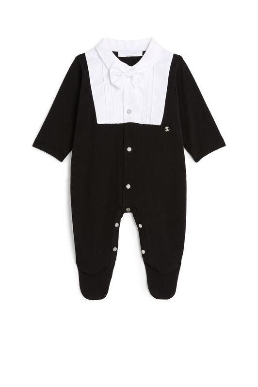 JU Two-tone bow detail pajamas BLACK/WHITE LJT857-JV025