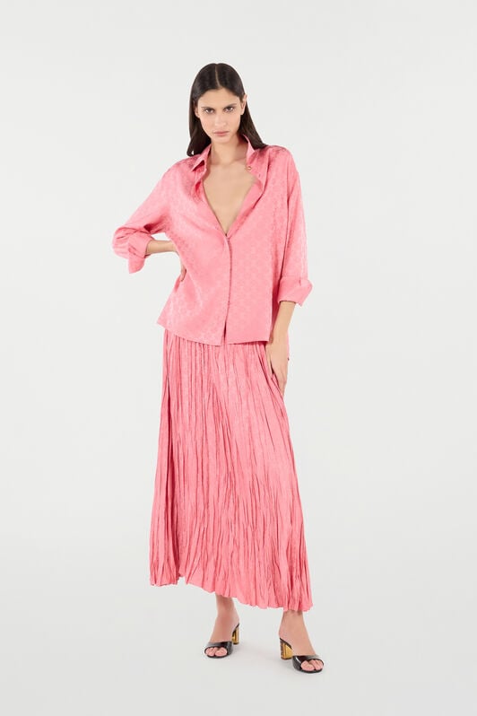 RC Silk Blend Shirt with Mirror Snake Monogram Print Pink VKT704-RK010