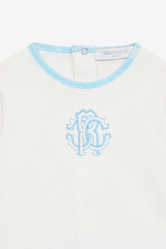 JU Set Berretto, Bavaglino E Tutina Monogram RC E Logo Azzurro UJT817-JD001