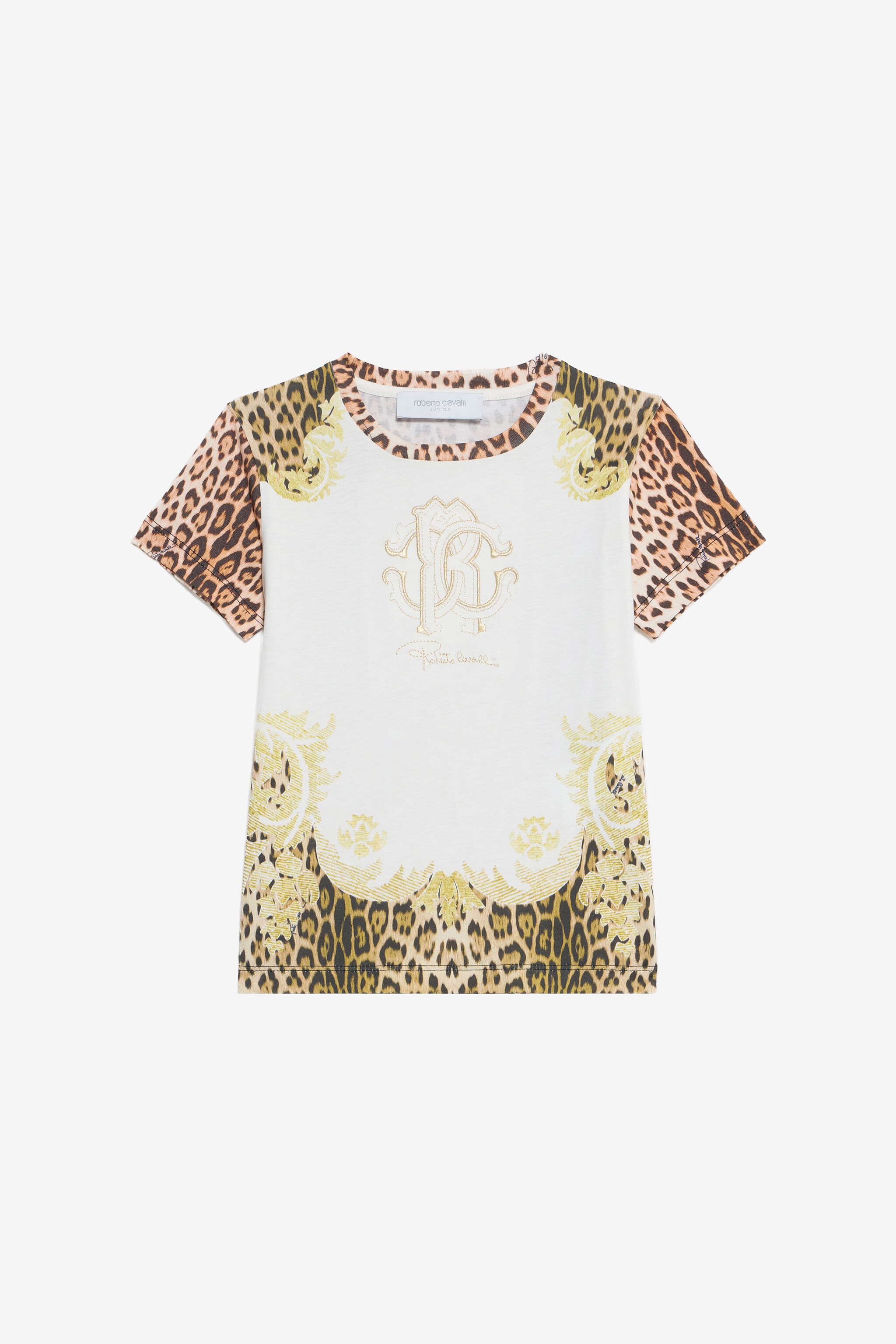 JU T-Shirt Bianco Latte Con Stampa Jaguar Skin MILKY WHITE VJT62C-JD001