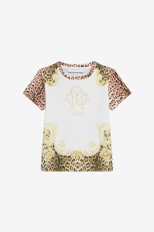 JU T-Shirt Bianco Latte Con Stampa Jaguar Skin JU T-Shirt Bianco Latte Con Stampa Jaguar Skin MILKY WHITE VJT62C-JD001