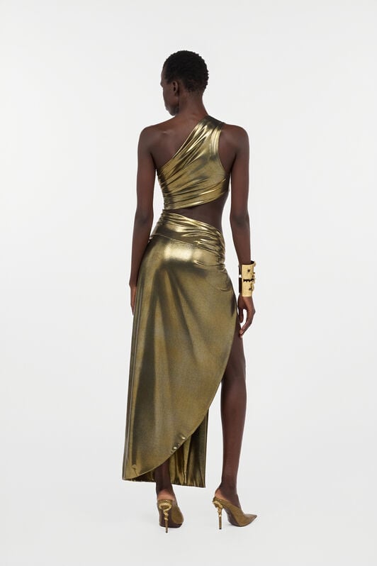 RC One-Shoulder Gold Dress with Cut-Out Detail GOLD WWT106-JE032