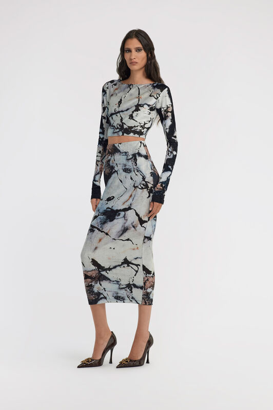 RC Marble Print Dress Schwarz/Weiß TWT115-CPN18