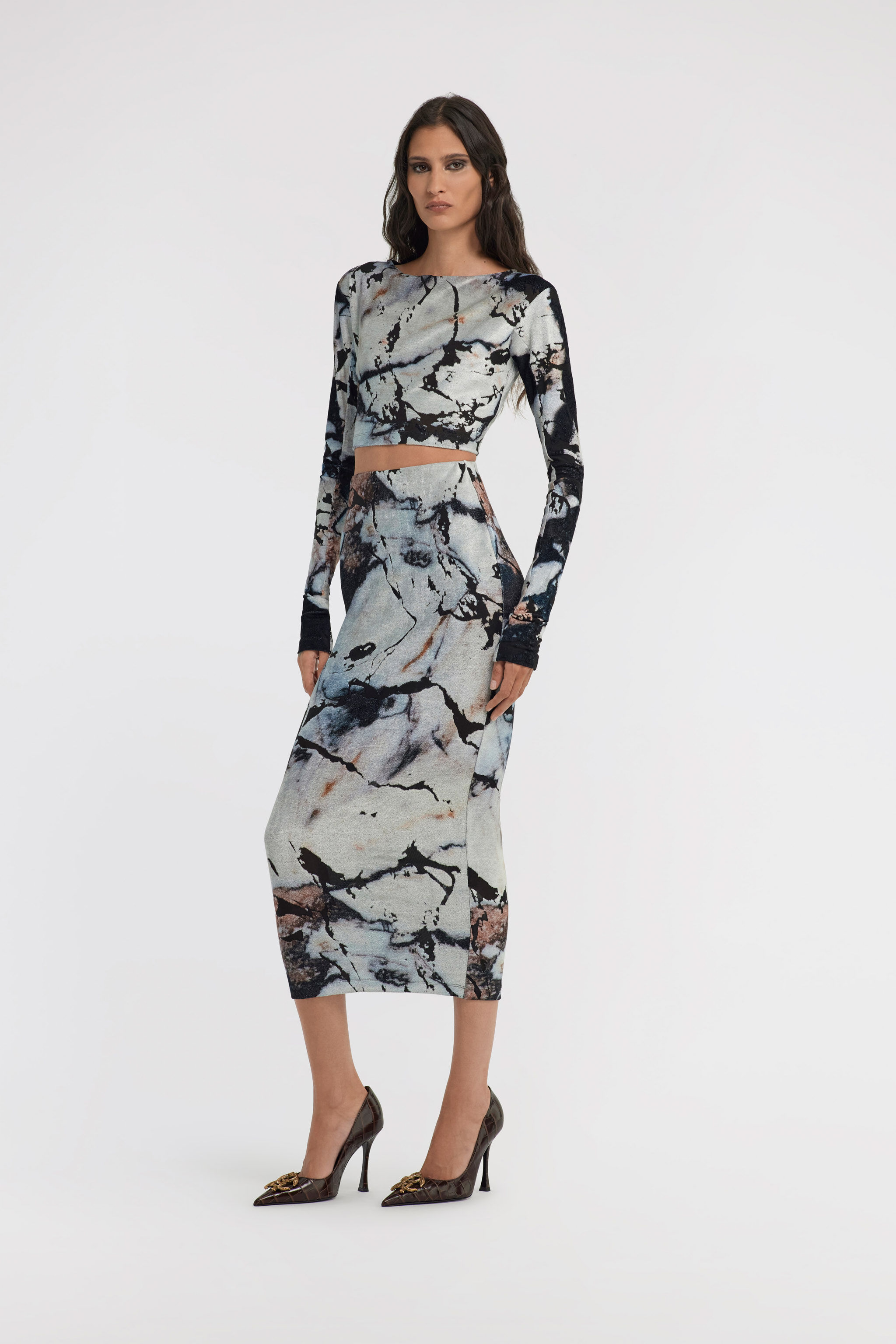 RC Marble Print Dress Schwarz/Weiß TWT115-CPN18