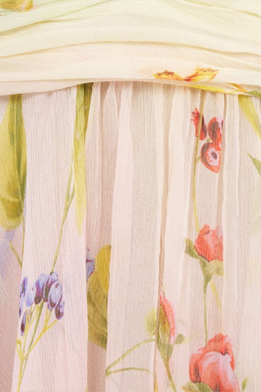 RC Mini Abito in Chiffon con Stampa Miami Flowers GREEN/FUCHSIA WQT176-CKR32