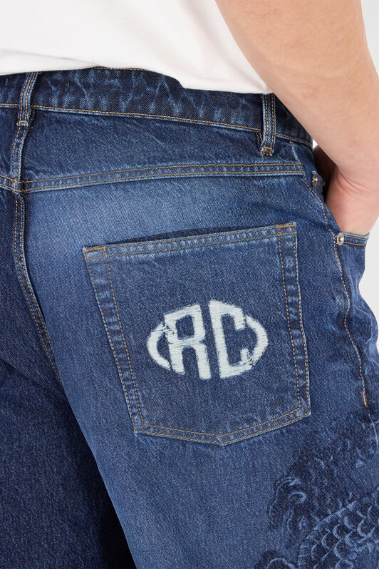 RC Jeans with Dragon and Floral Motif RC Jeans with Dragon and Floral Motif Dark blue VRJ213-VT002
