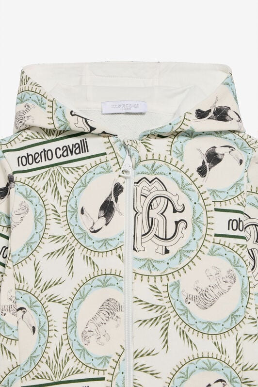 JU Maiolica Print Hooded Sweatshirt IVORY/LIGHT BLUE UJT692-5OO42