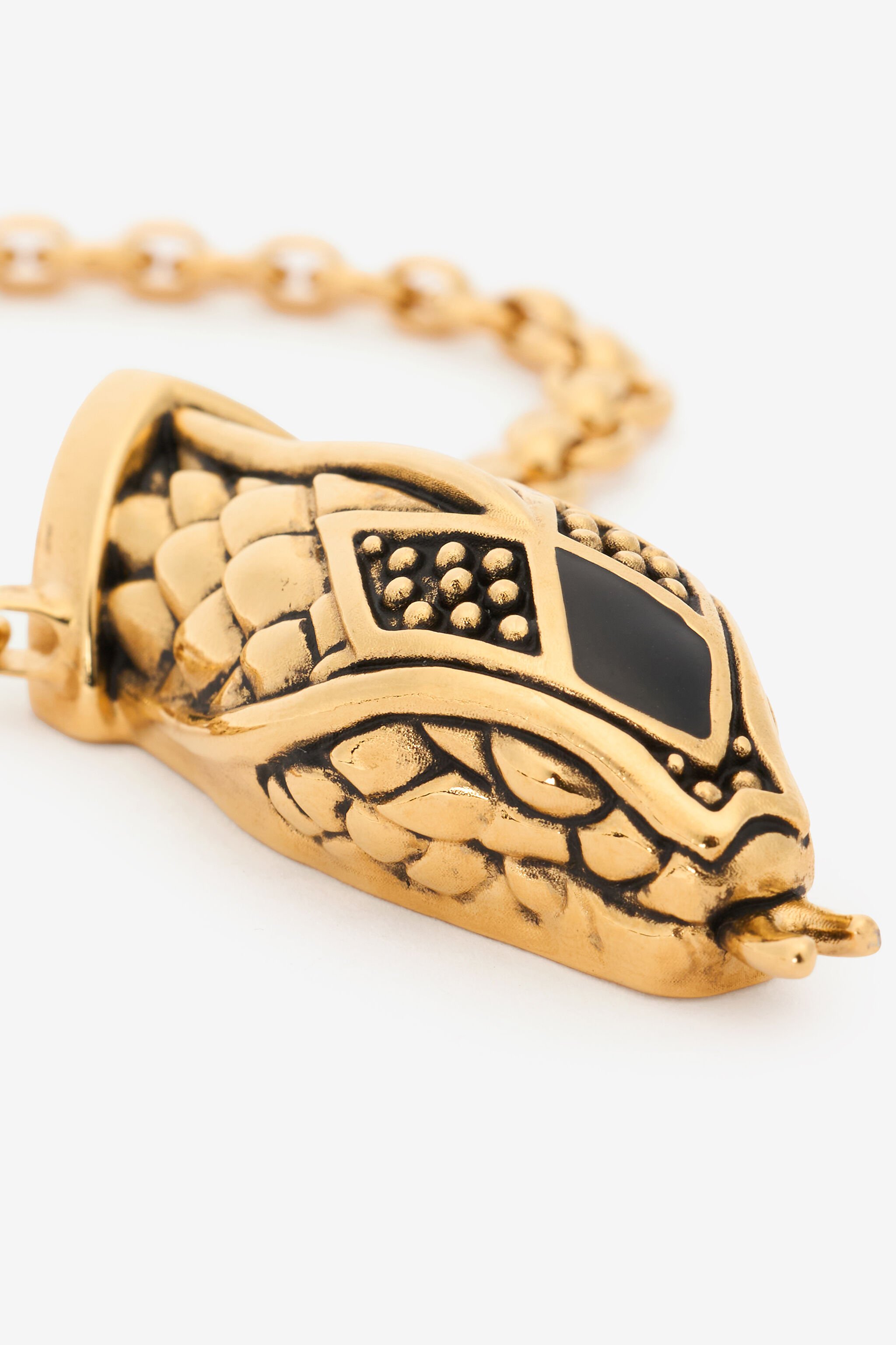 RC Antiqued Gold and Black Necklace with Snake Head RC Antiqued Gold and Black Necklace with Snake Head OLD GOLD/BLACK WWG005-AM061