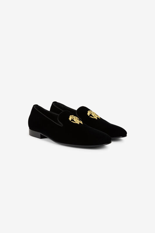 RC Monogram-motif velvet loafers Black RRS029-VL039
