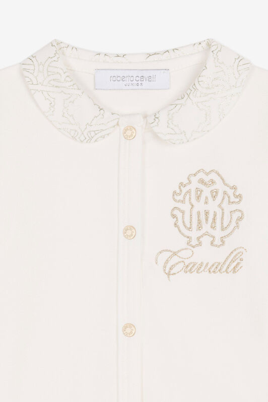 JU Embroidered-logo babygrow set Gold Platinum QJT886-JV025