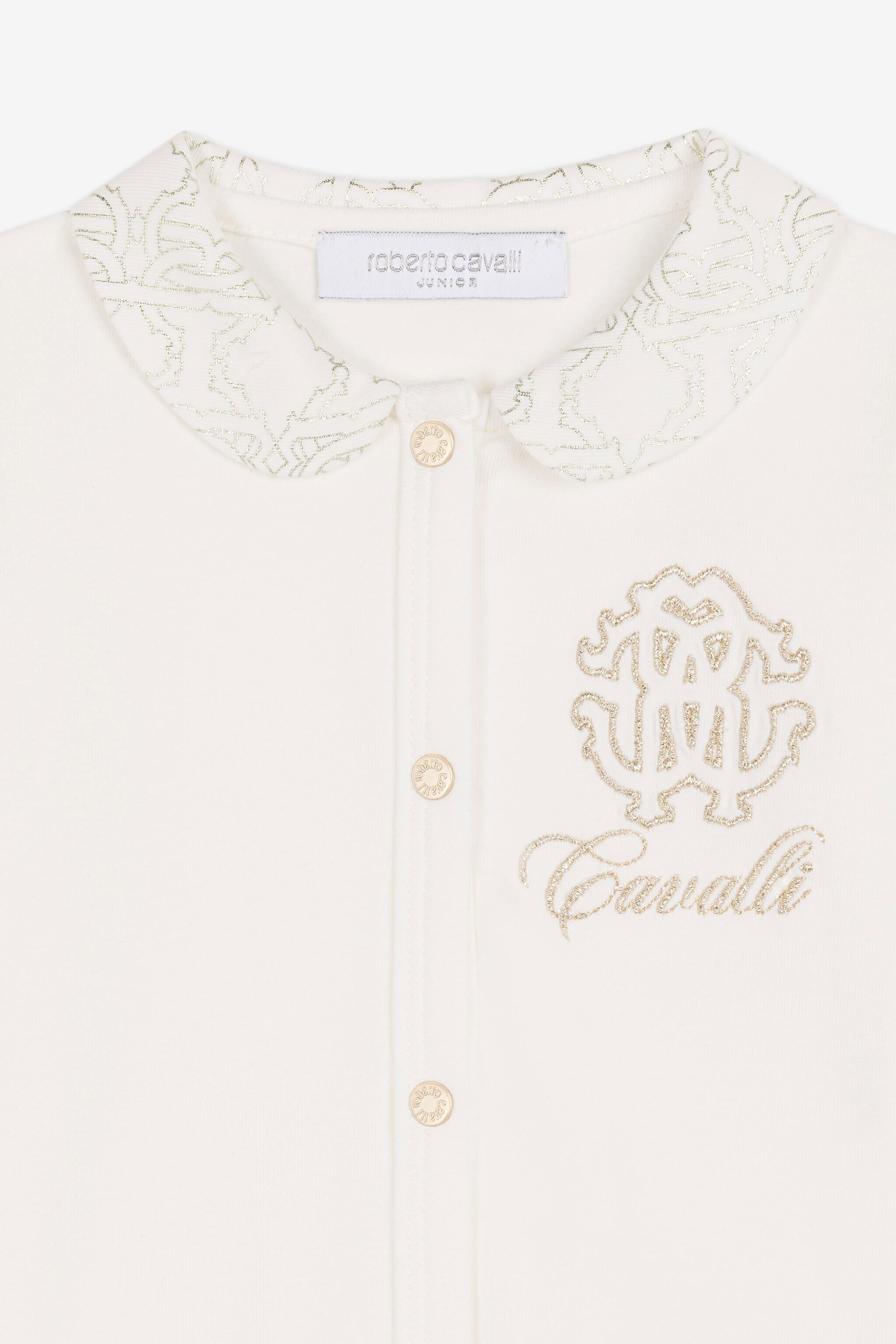 JU Embroidered-logo babygrow set Gold Platinum QJT886-JV025