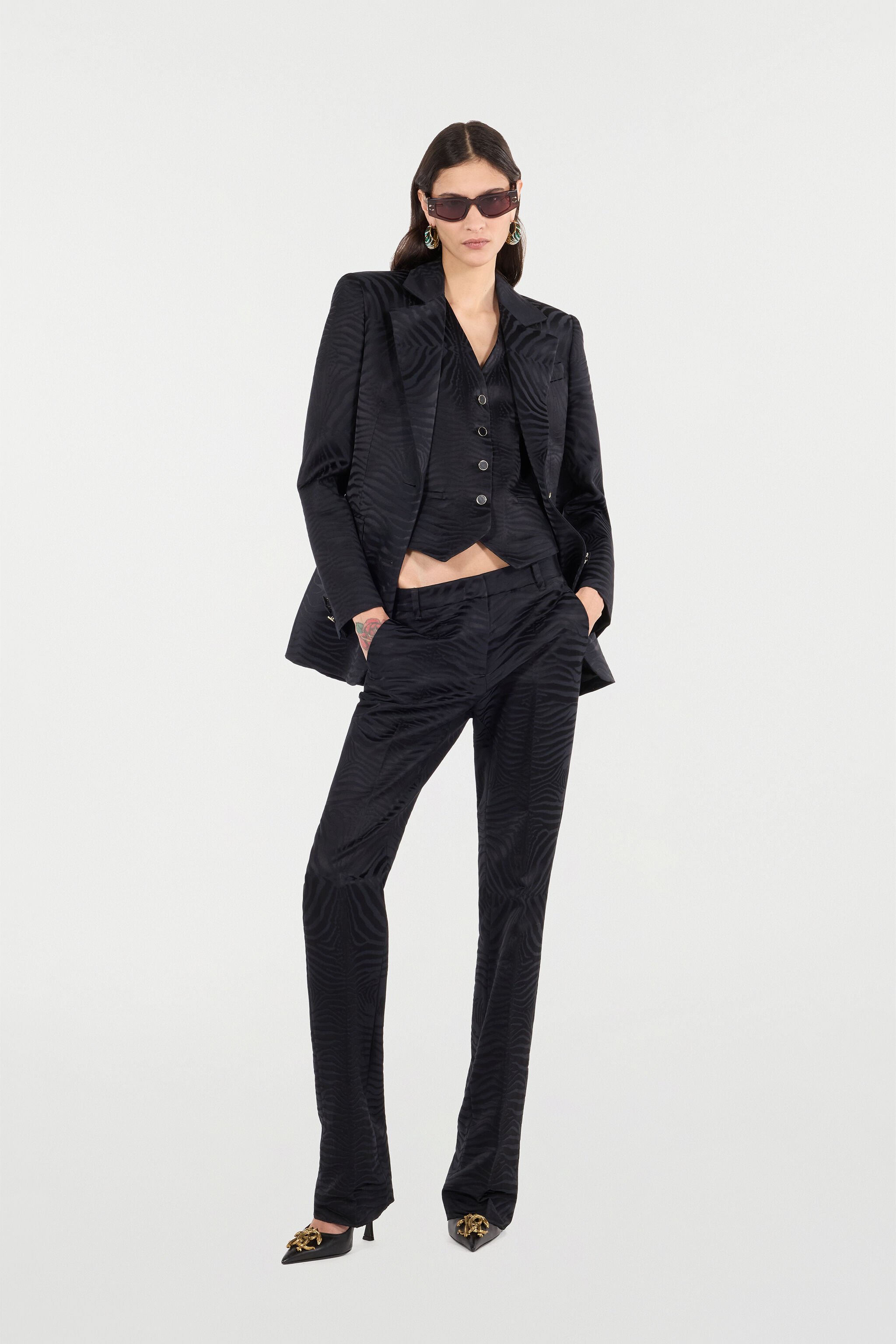 RC Blazer With Solid-Color Tiger Skin Design Black UKT405-TJ033