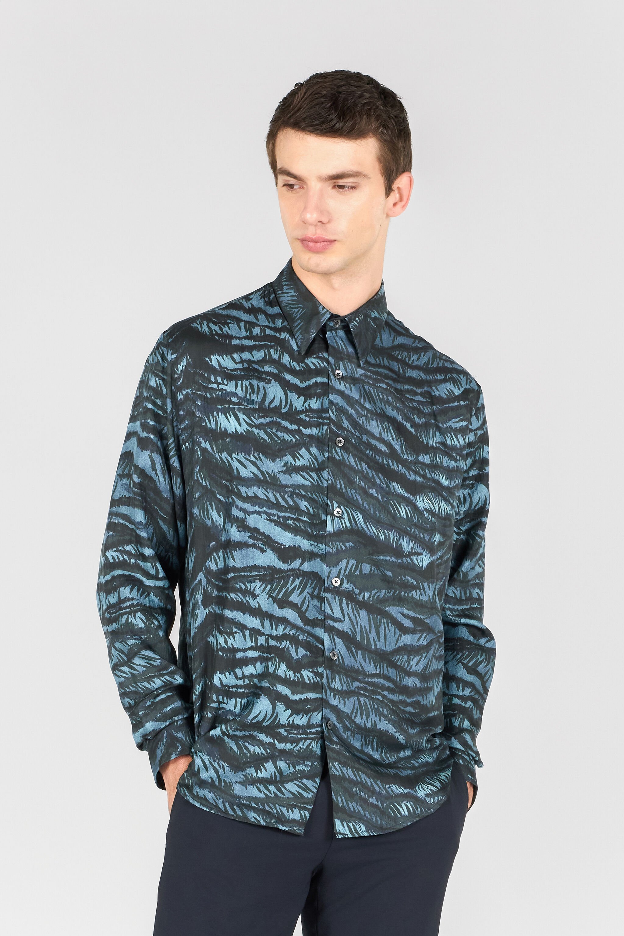 RC Tiger Skin print shirt BLUE OOT70A-2NO65