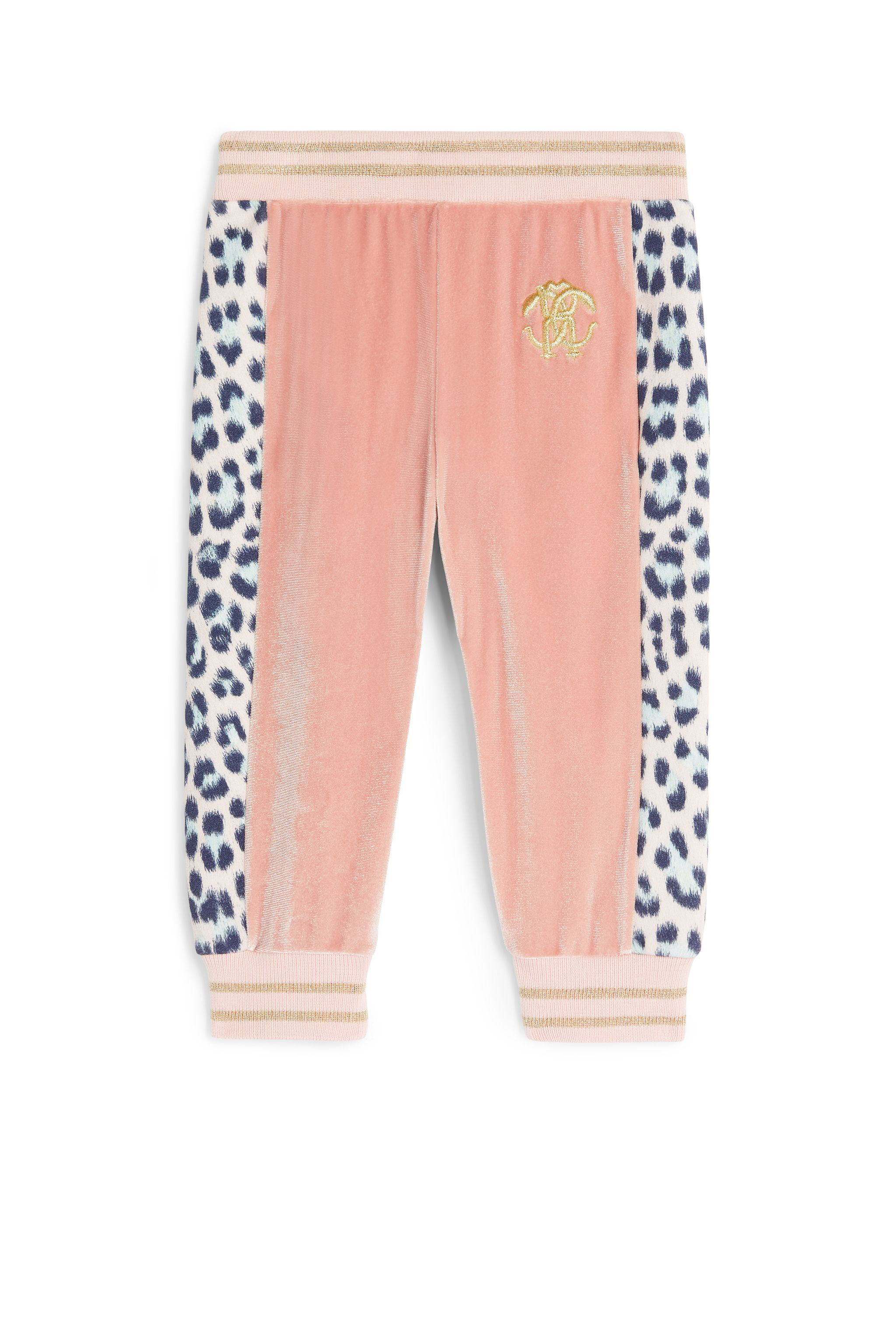 JU Jogginghose mit Leopardenmuster und Samt SEASHELL PINK LJT226-VL002