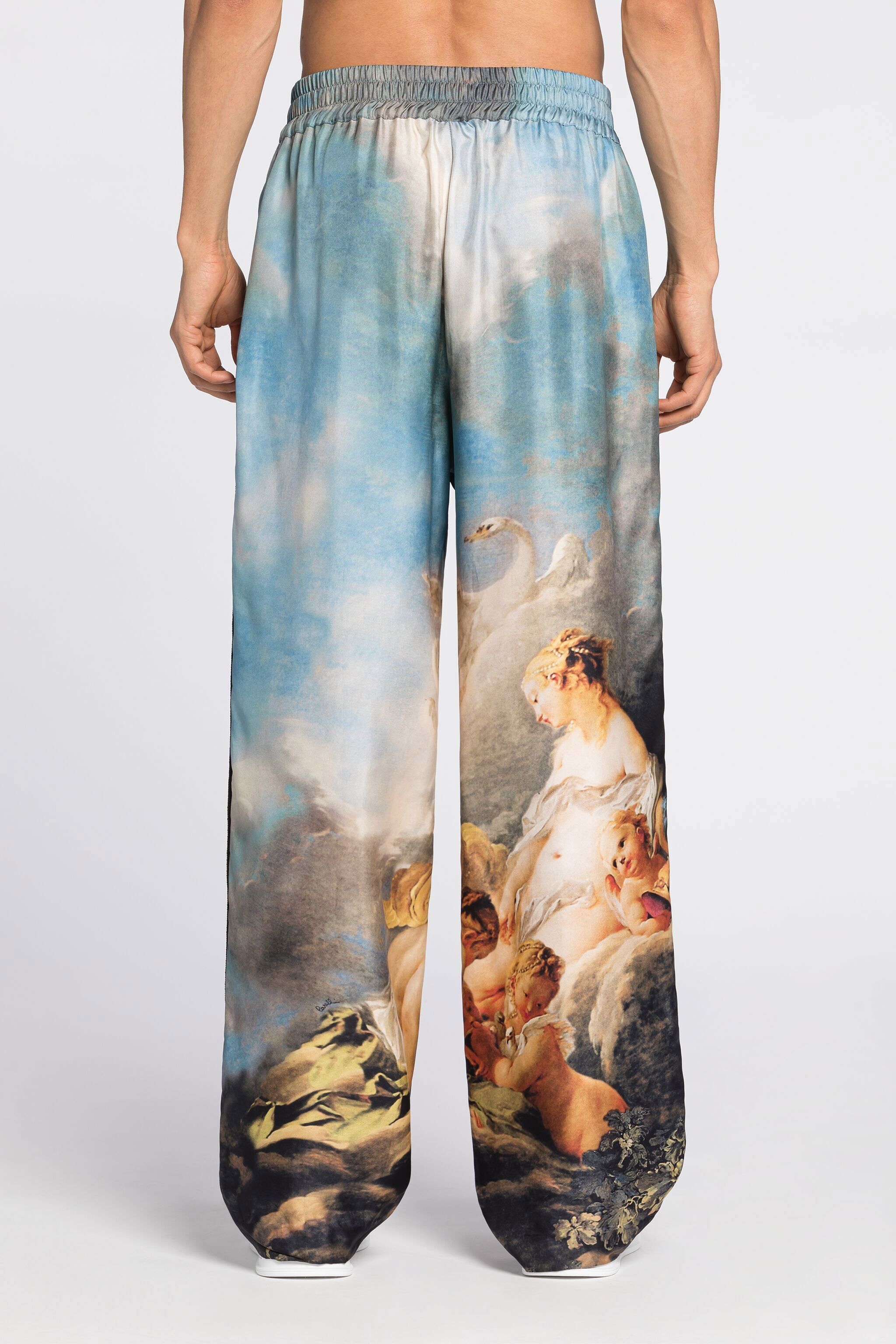 RC Painting-Print Silk Trousers Light blue QMT201-FS013