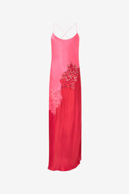 ${brand} Langes Kleid mit perforiertem Motiv Rose ${colorDescription} ${masterID}