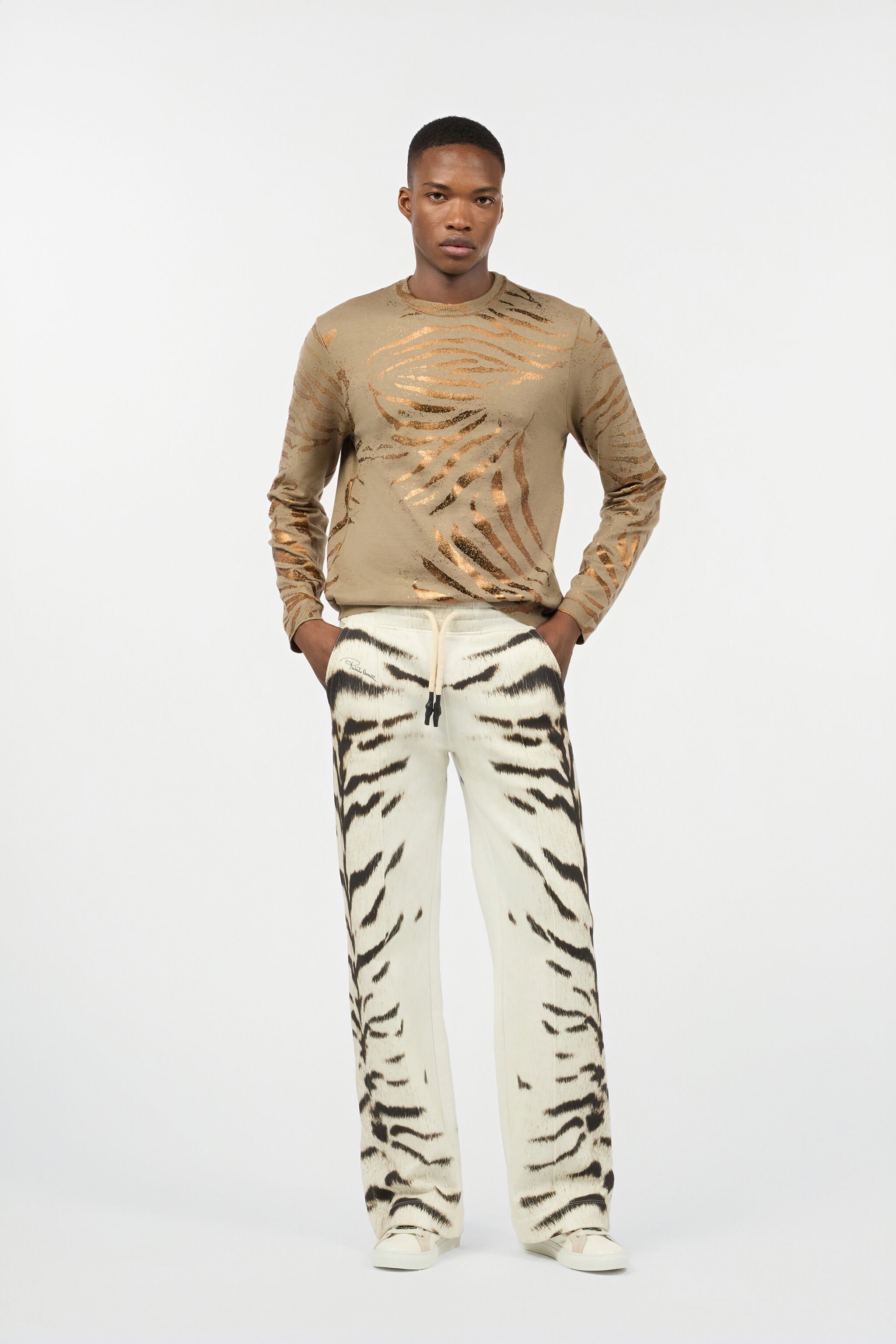 RC Maglia Con Motivo Tiger Skin Dorato Marrone chiaro URM609-MGC10