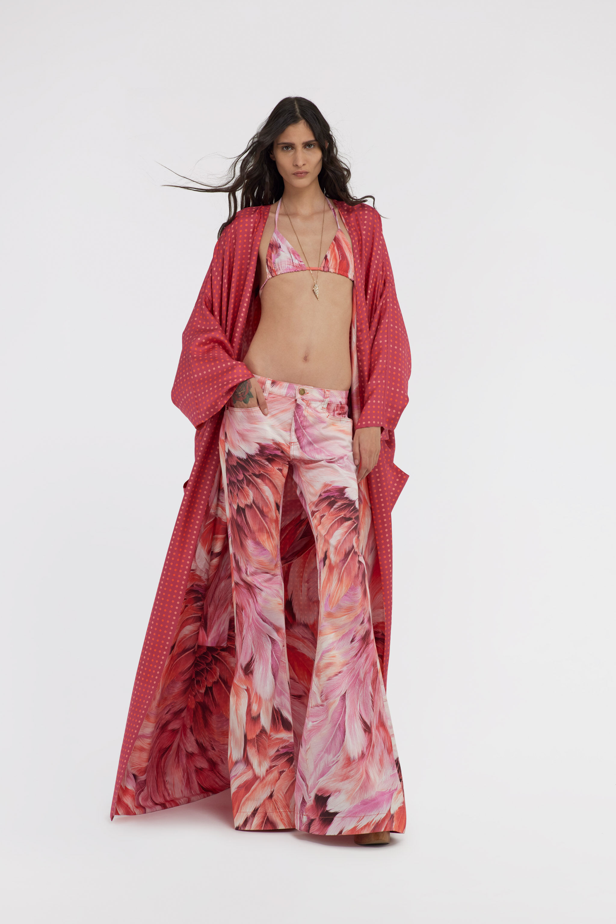 RC Kimono Plumage print Fuchsia SWT500-4QL71