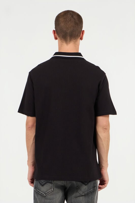 JC Polo Shirt With Contrasting Collar And Lettering JC Polo Shirt With Contrasting Collar And Lettering BLACK UFT026-UF046