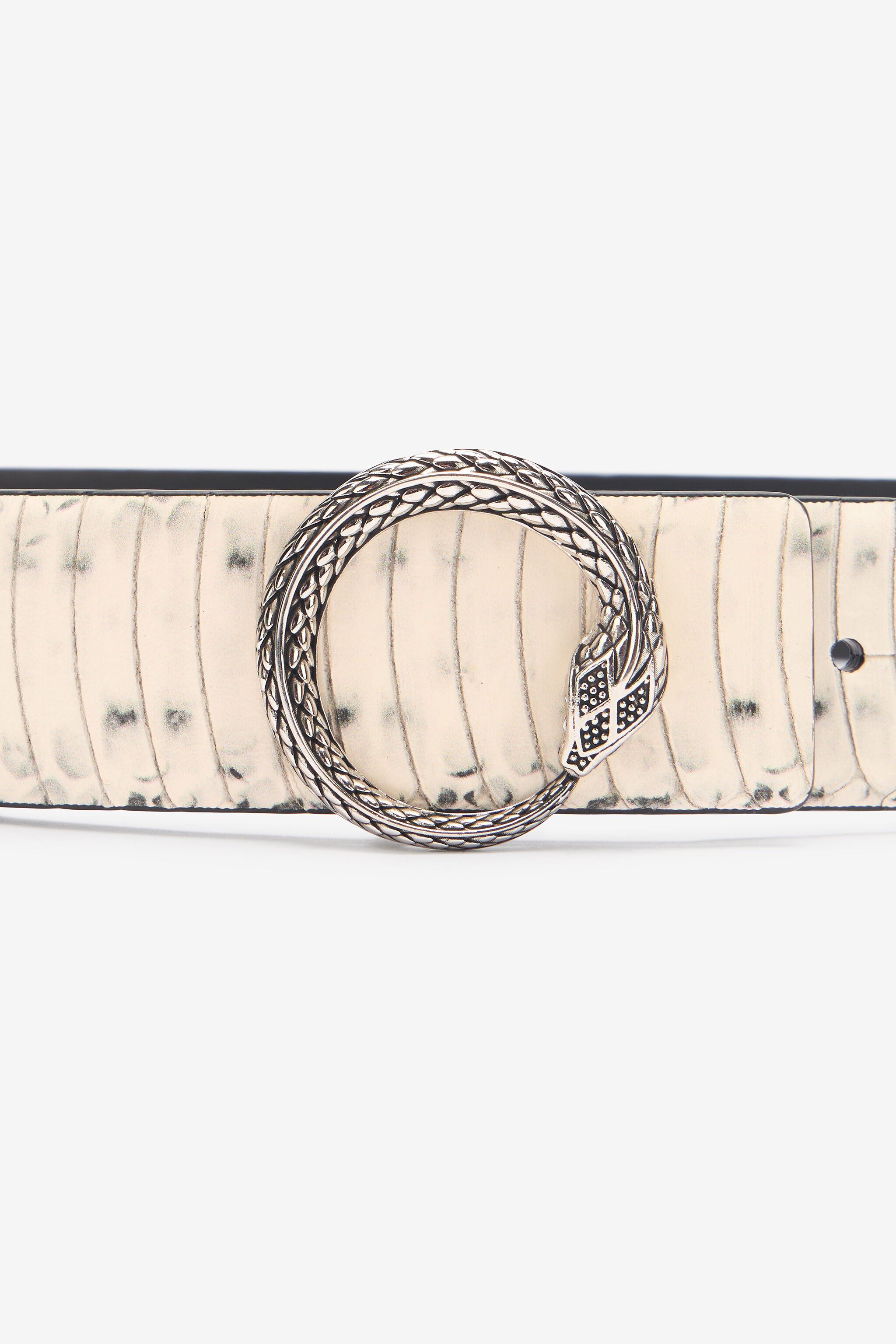 RC Cintura In Pelle Stampata Con Fibbia Serpente Avorio URC001-PZ587