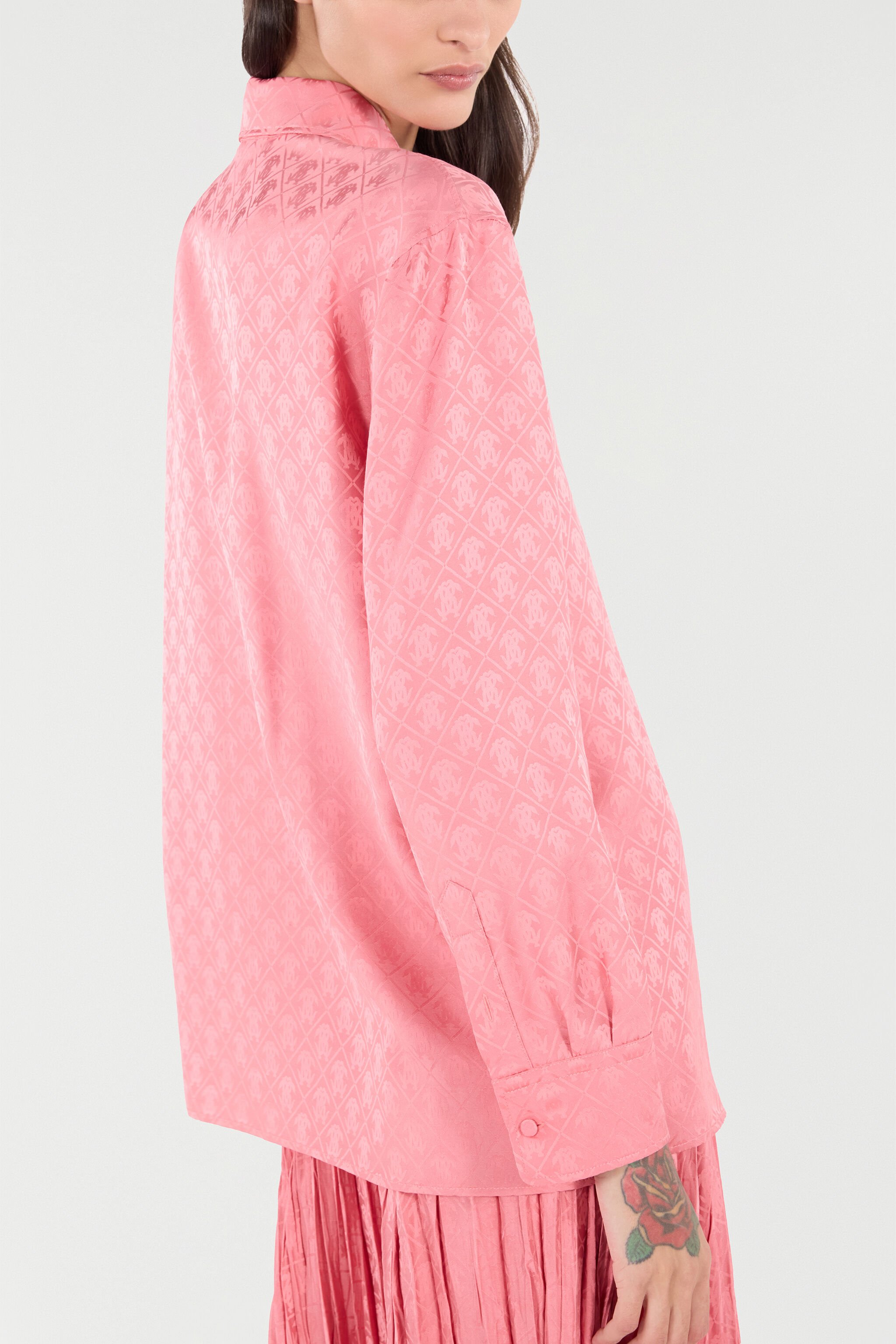 RC Silk Blend Shirt with Mirror Snake Monogram Print Pink VKT704-RK010