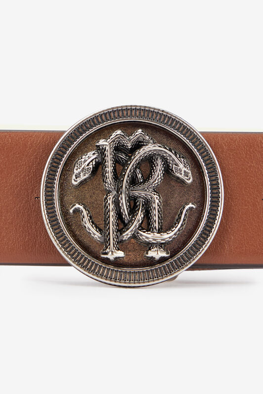RC Solid-Color Belt With Mirror Snake Monogram Brown TRC003-PZC24